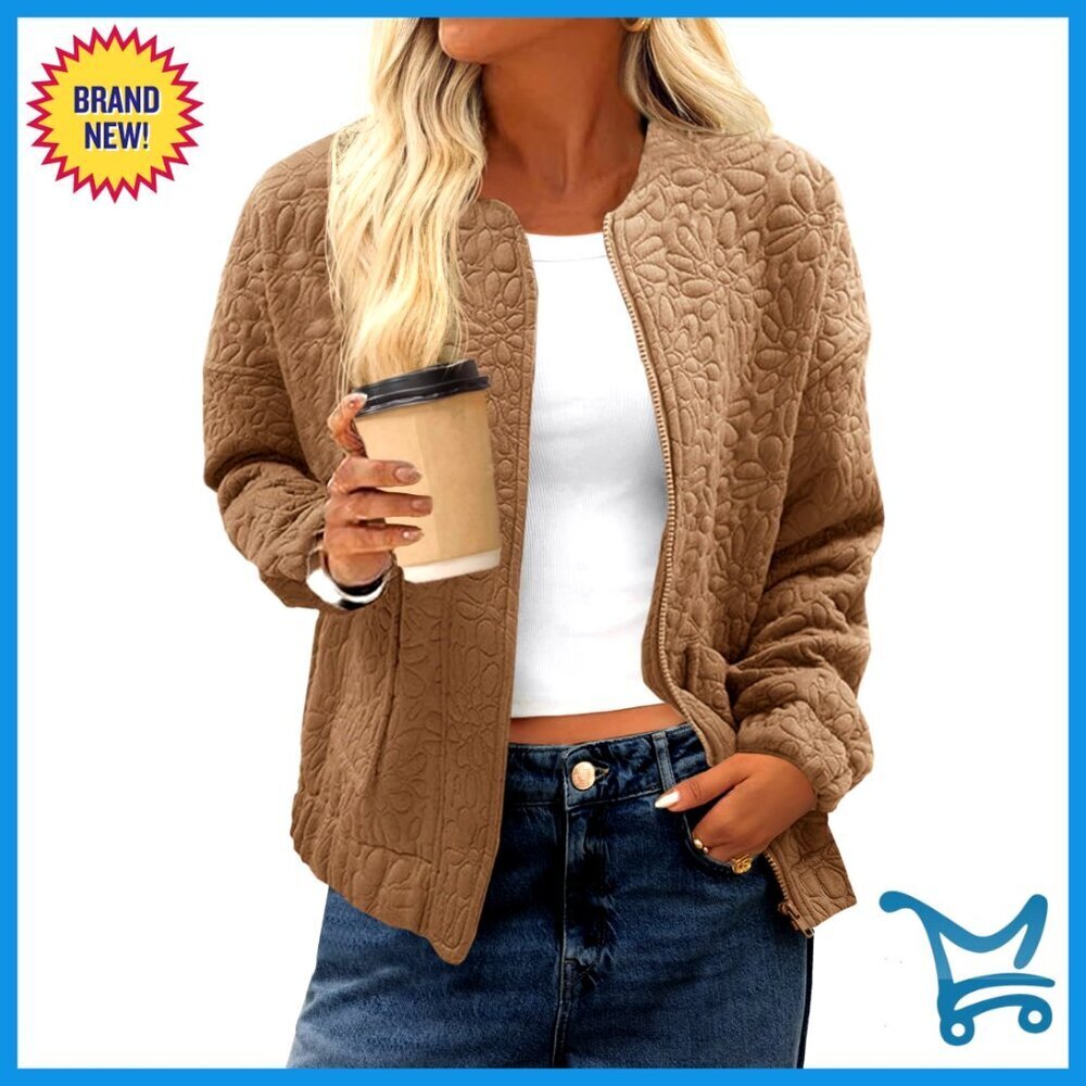 Lightweight Jacquard Bomber Jacket, Full Zip, Oversized Fit, Casual Wear
